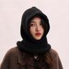 Curled Balaclava wool hat women's autumn and winter warm thickened hat scarf integrated pullover cycling windproof hat