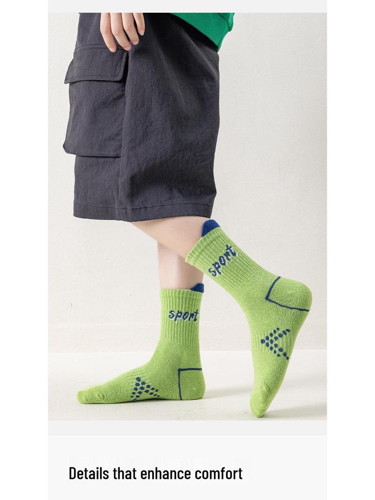 Șosete din Bumbac Până la Mijlocul Gambei pentru Băieți pentru Primăvară & Toamnă – Design cu Litere și Numere pentru Copii