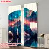 2pcs   plane printing Minimalist Curtains black bear Durable 100% Polyester Fabric (without rod) Decorations Inside Perfect for