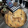 Forest Deer Round Area Rug,Carpet Rug for Living Room Bedroom Sofa Playroom Decor,Non-slip Floor Mat