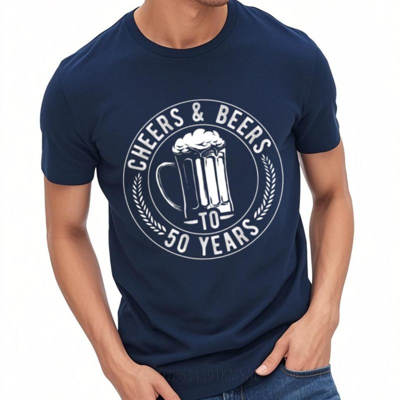 Soft Cotton Tee Printed Unisex O Neck Tshirt Fashion Cheers And Beers To 50 Years Retro For Unisex Teeshirt Comfort Tshirt