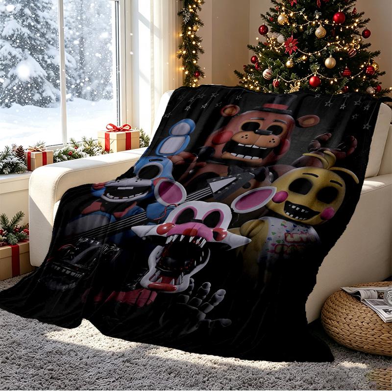 Five Nights At Freddy's Pattern Blanket for Home Decoration, Bed, Sofa, Car Travel, Camping, Suitable for All Seasons, Birthday Christmas Gift