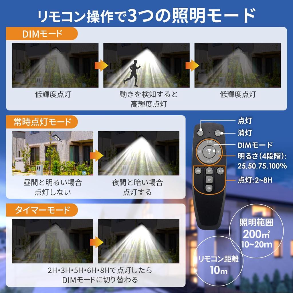 FGG Solar Street Motion Light 3 Solar IP67 Remote Timer High Large Adjustable Run Solar No Wiring Zero Electricity Security Garden Parking Lot