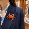 Metal Metal Pin 3D Relief Lapel Pin Gift Idea Crab Brooch  Hats