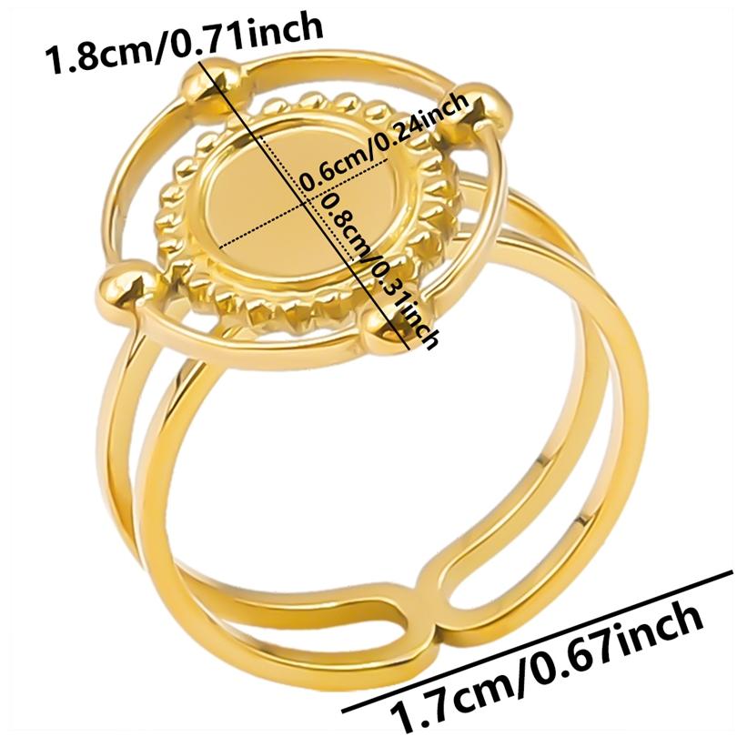 5pcs Retro Stainless Steel Gold Plated Ring Irregular Geometry Bow Ellipse Water Droplet Rings Diy Stone Drill Jewelry No Fading