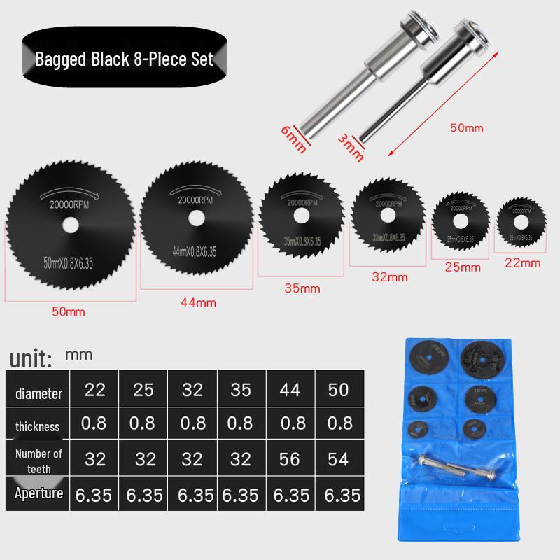 High-Speed Steel Circular Saw Blade Set for Wood, Plastic & Metal - Miniature Size for Hand Drills & Electric Grinders