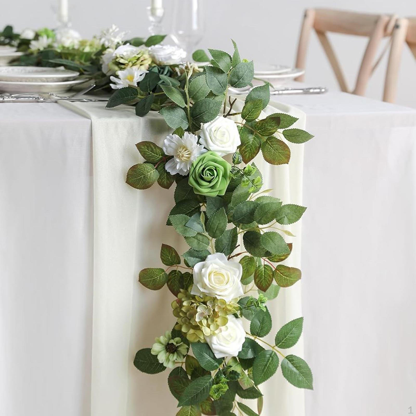 

Искусственная роза, лоза, 5,9 футов, гирлянда, цветочная для церемонии, арочная дверь White Green