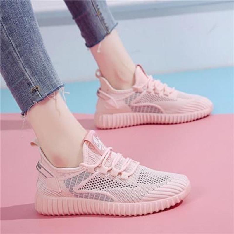 Spring and Autumn Flying Weaving Breathable Mesh Sneakers Women's Fashion Versatile Casual Shoes Soft-soled Non-slip Cloth Shoes