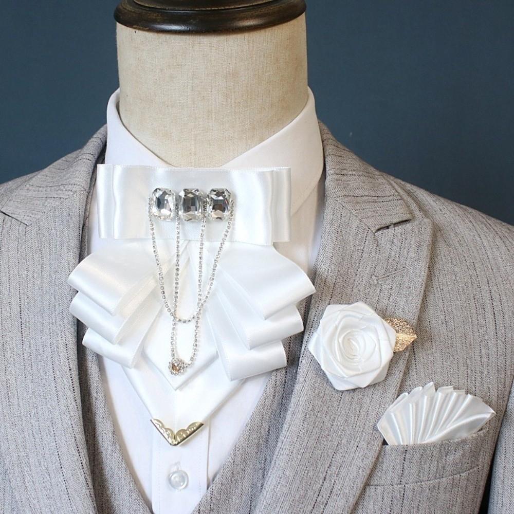 3 pcs/set Exaggerated Collar Bow Tie Brooch Set Rhinestone Wedding Accessory Set Wedding