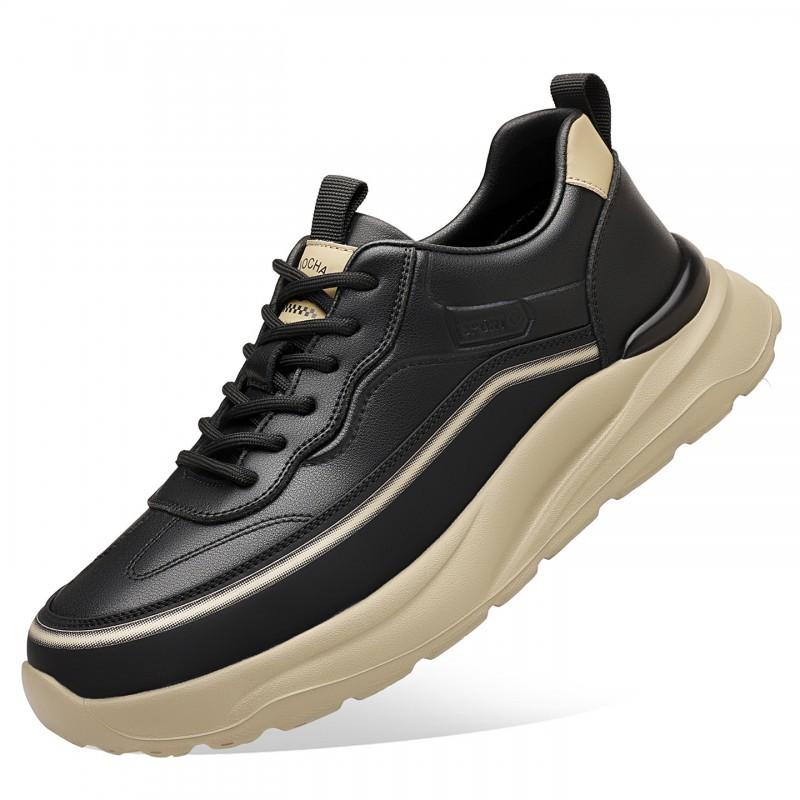 

Men s Business Casual Leather Shoes Youth All-matching Sports Light-sole Skate Fashionable 38 чёрный