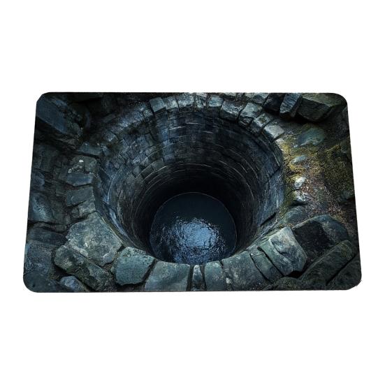 3D Optical Illusion Rug Realistic Hole Non-Slip Floor Mat Bottomless Pit Entrance Rug Doormat for Living Room Bedroom Playroom Decor