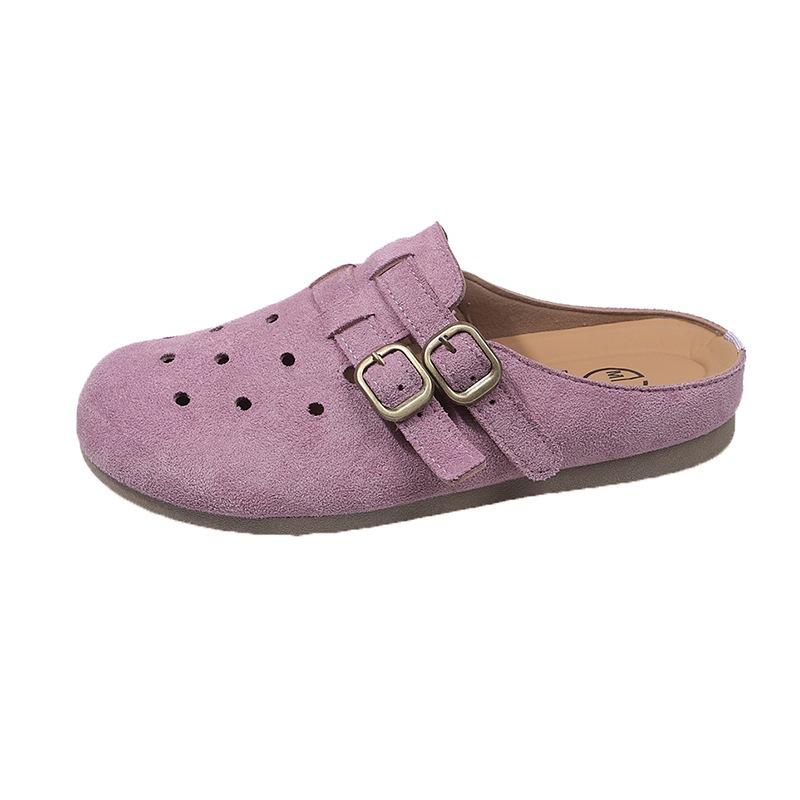 Summer flat-bottomed casual bag head hole shoes breathable half slippers women's shoes simple and versatile and comfortable one-pedal beach drag