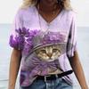 Fashion Women'S T-Shirt Funny Cat 3D Print Top Woman Harajuku Leisure T Shirt Casual Clothing Summer Female Shirt