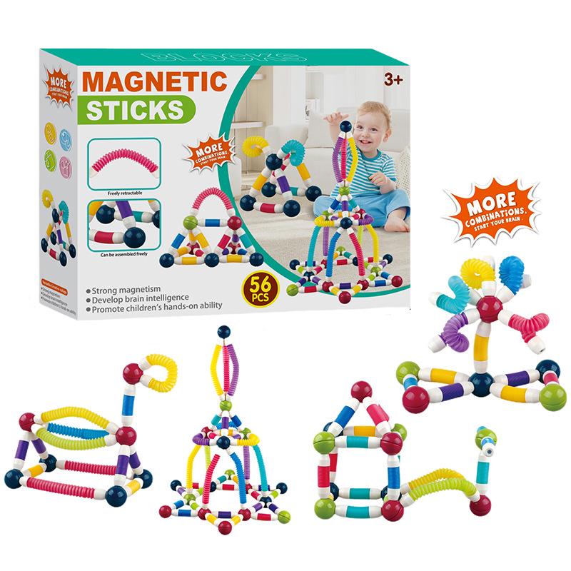 Cross-border Telescopic Twist Magnetic Building Blocks for Kids - Educational, Large Particle Assembly