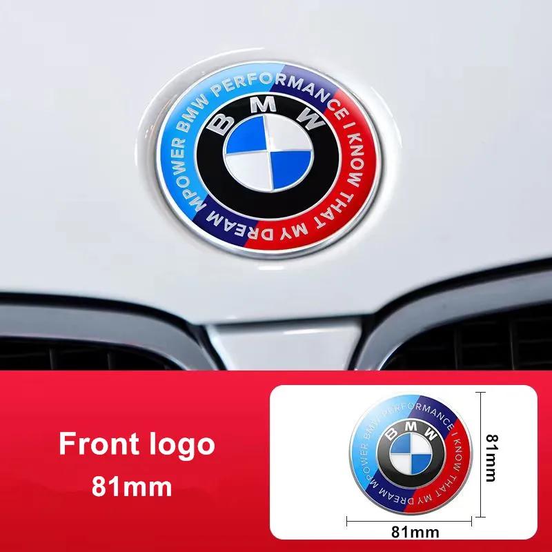 BMW 50. Yıl Logosu İçin Ön Kaput Amblemi 81mm+Arka Amblem 74mm+Jant Kapağı 68mm+56mm Direksiyon Simidi Çıkartması 46mm