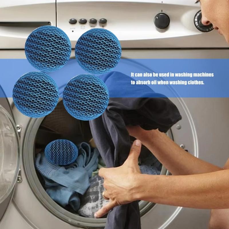 4Pcs Scum Absorber Cleaning Sponge Ball for Hot Tubs Spas Pools Bathrooms Descale Absorb Oil Multiple Application