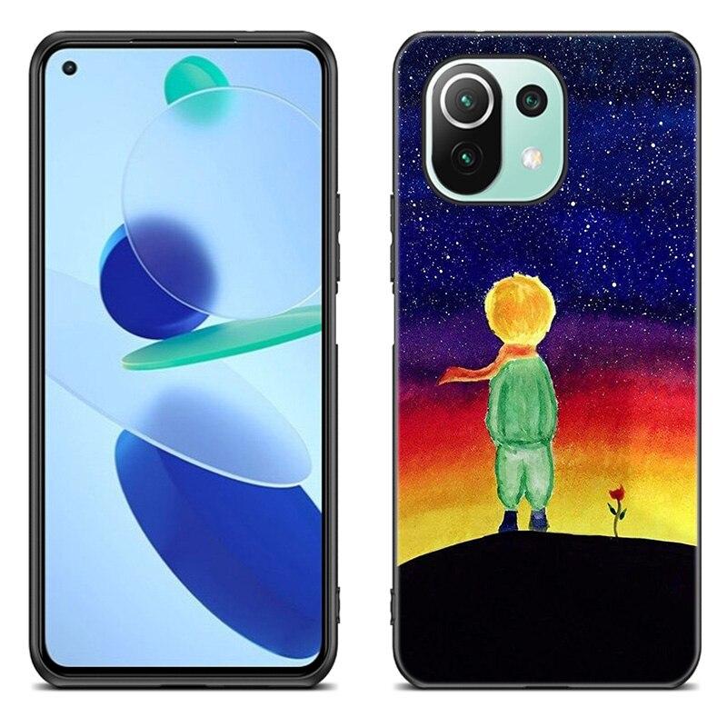 The Little Prince Fox Case For Xiaomi Mi 11 Lite NE 11i 10T 11T Pro A2 A3 Lite POCO F3 M3 M4 C31 X3 Pro NFC GT Black Soft Cover
