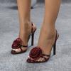 Fashion Summer Design Fashion Flower Women Sandals Sexy Thin High Heels Wedding Party Prom Banquet Stripper Ladies Shoes Heeled Sandals