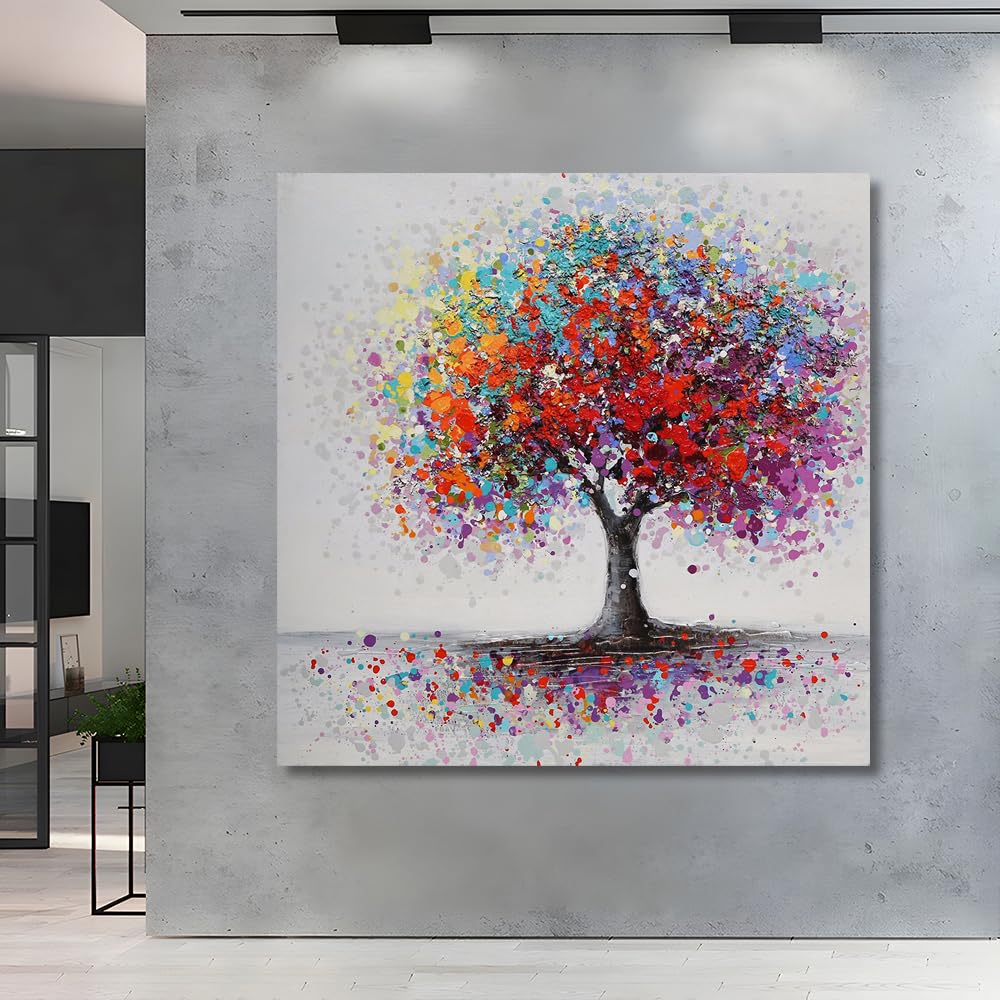 Large Square Art Framed Panel Pop Modern Wall Interior Decoration Panel, Trees, Nature, W60cm, H60cm, Framed, Painting, Canvas, Art, Art, Art,