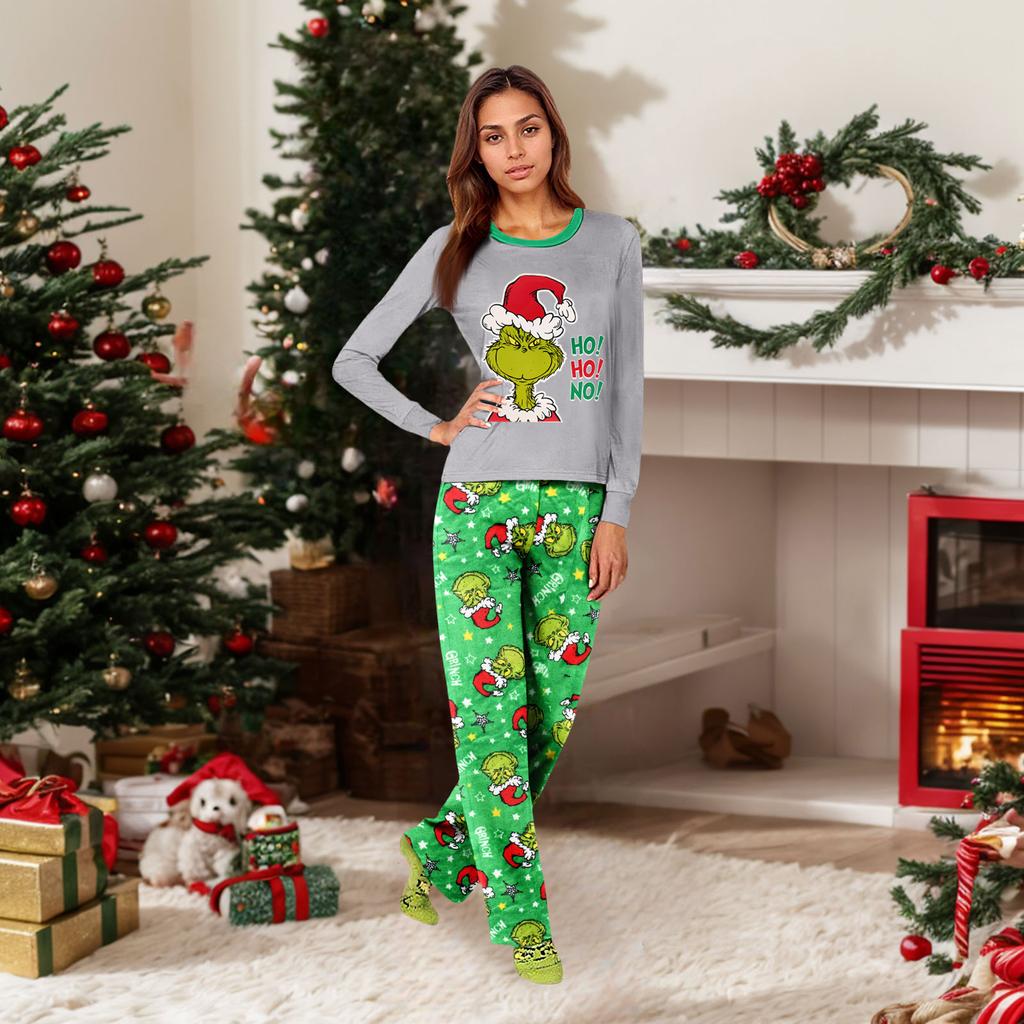 Parent-child Christmas Print Home Suit Long-sleeved Top And Pants
