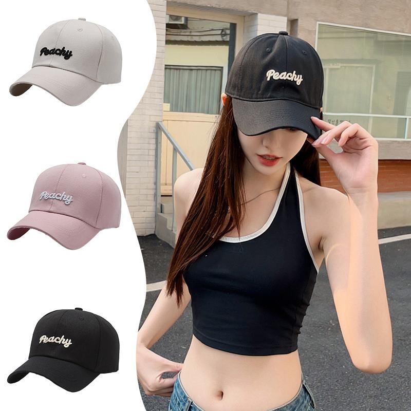 Sweet Peachy Letter Embroidery Baseball Hat For Women Korean Girl Peaked Cap Outdoor Soft Cotton Snapback Sun Visors Hat