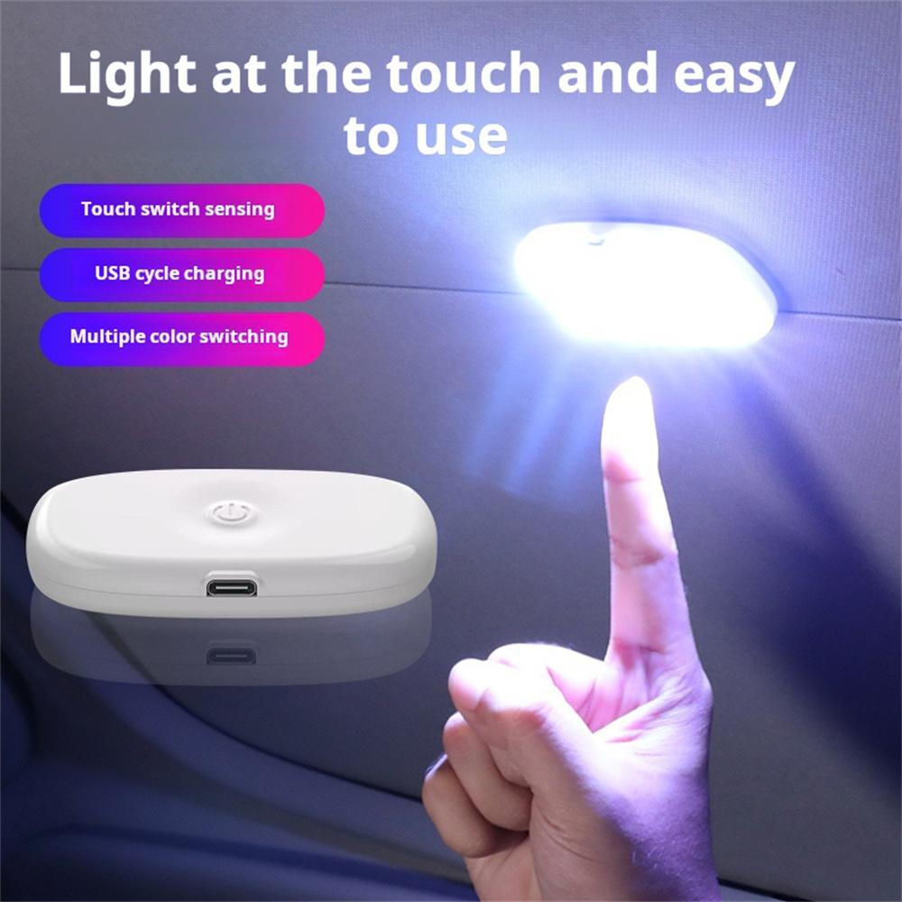 8LED Wireless Touch Light Car Interior USB Reading Light Rechargeable Magnetic Base Auto Roof Trunk Ceiling Lamp 5V