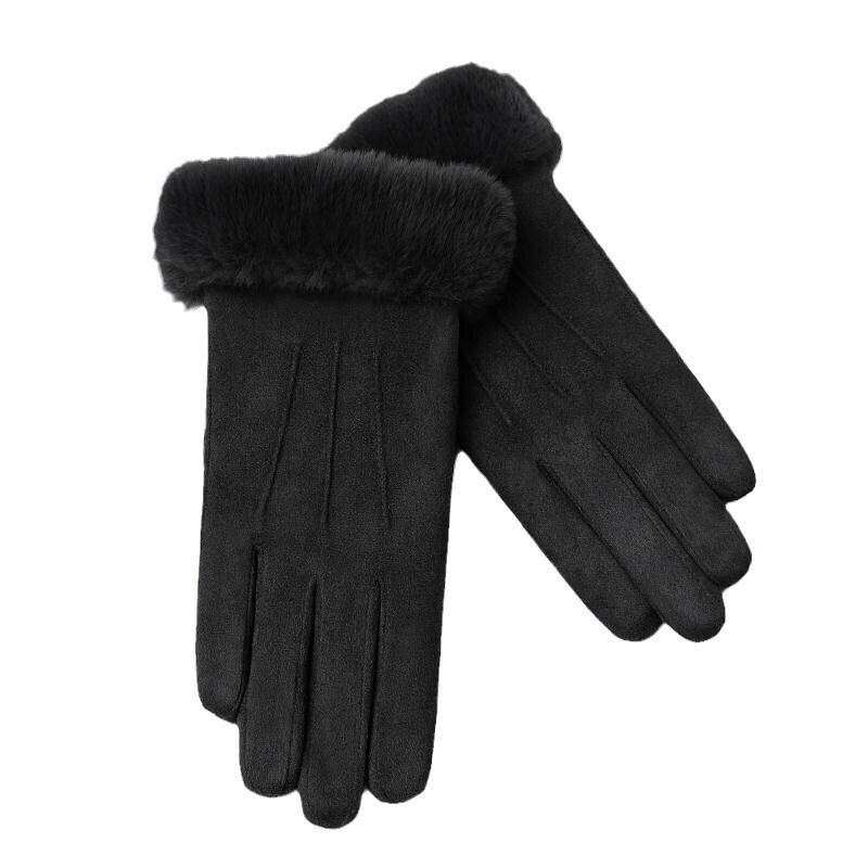 Women's Winter Cycling Gloves: Cold-Proof, Thick, Warm, Cute Suede, Fleece-Lined, Windproof, Touchscreen-Compatible