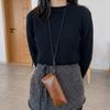 Hanging Neck PU Leather Glasses Bag Solid Color Sunglasses Eyeglass Bag Glasses Storage Bag  Female