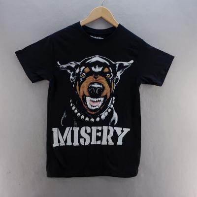 Koszulka unisex z krótkim rękawem z graficznym nadrukiem Misery Black Doberman