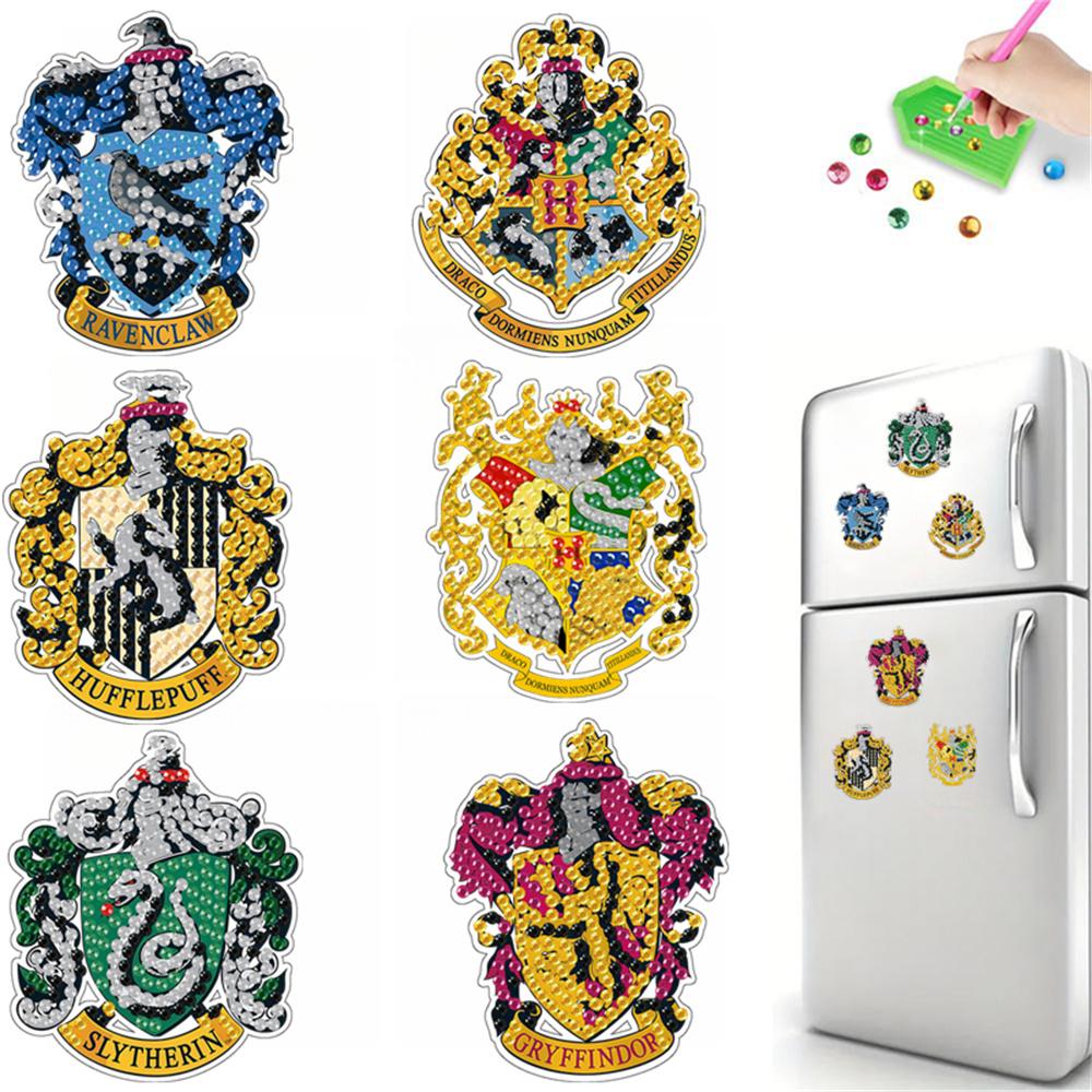6Pcs Badge Series Diamond Art Fridge Magnet Diamond Painting Refrigerator Magnet DIY Fridge Stickers for Fridge Whiteboards