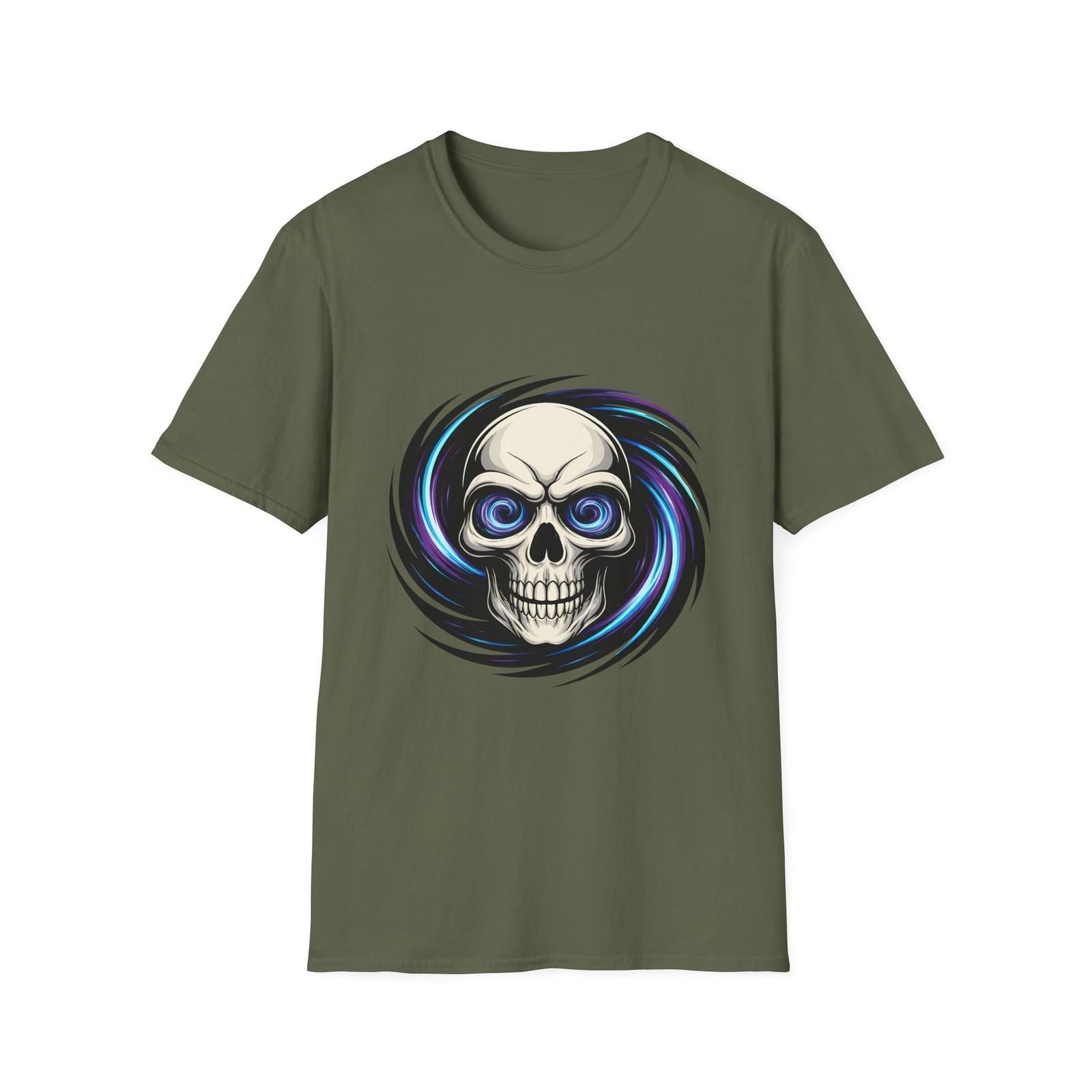 Unisex Softstyle T-Shirt Skull Vortex Eyes Spiral Storm Cosmic S разноцветный