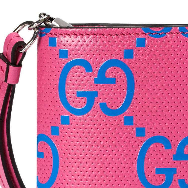 Gucci GG Print Textured Snap Closure Leather Card Holder Women accessories Pink 725477-AABCZ-5745