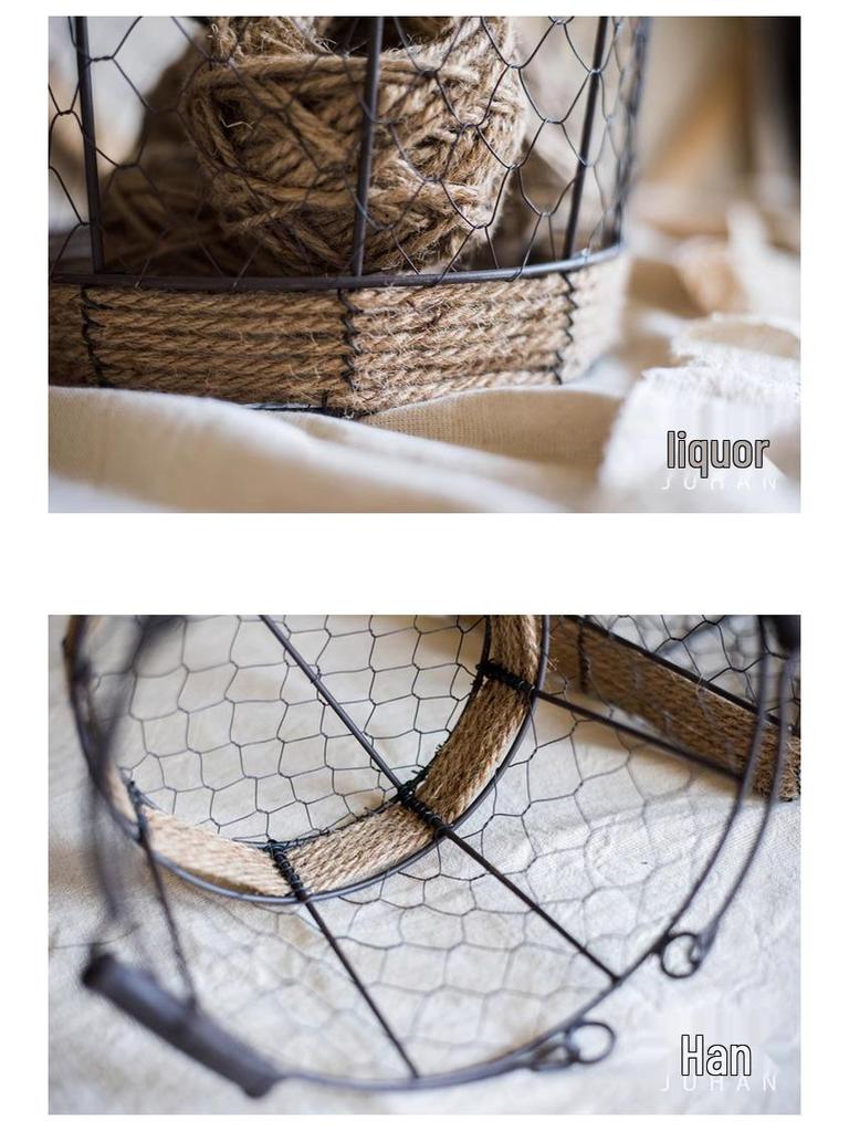 Juhan Retro Iron Wire Handbag Storage Basket - American Country ZAKKA Sundries Decor