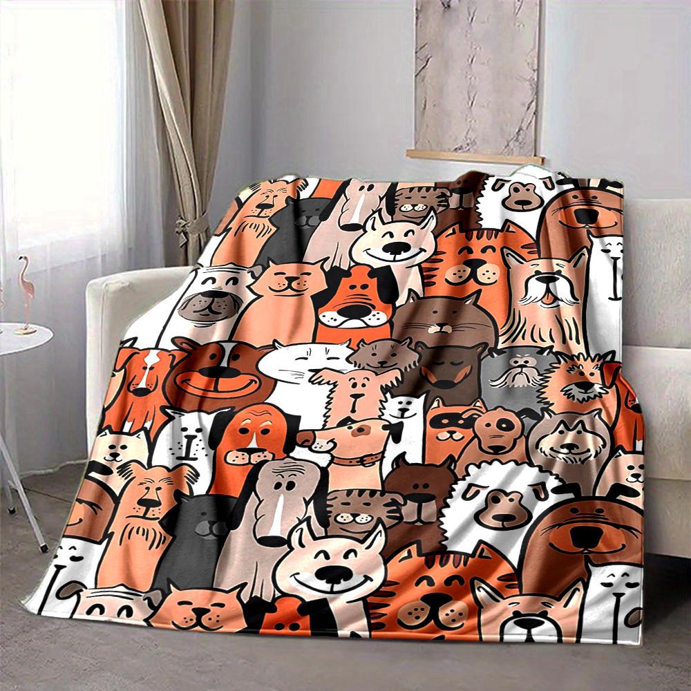 1pc Pets Animals Dog Print Blanket   Lightweight Flannel Throw Blanket For Sofa, Bed, Living Room, Office, Outdoor Travel, Camping
