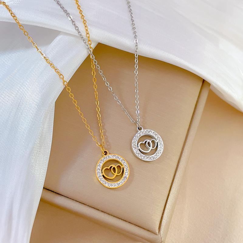 Double Ring Love Minimalist Furnace Real Gold Necklace Female Collarbone Chain Accessories
