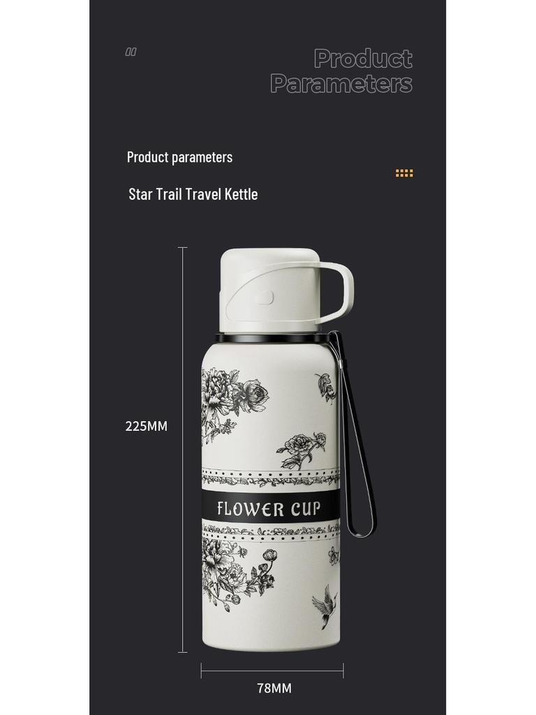 Gardenia 316 Stainless Steel Outdoor Thermos - Large Capacity, Portable, Stylish Tea Cup for Girls