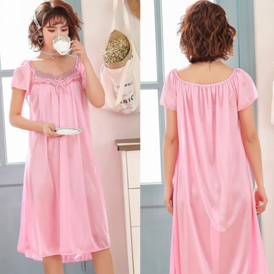 Sexy Wome Pustende Oversized Kortermet Midi Nattkjole Natttøy Pyjamas