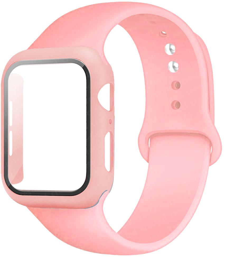 For Apple Watch Bands 46mm 44mm 41mm 40mm 45mm 42mm Silicone Correas Bracelet Iwatch Series 10 9 8 7 6 SE 3 11 Glass+Case+Strap