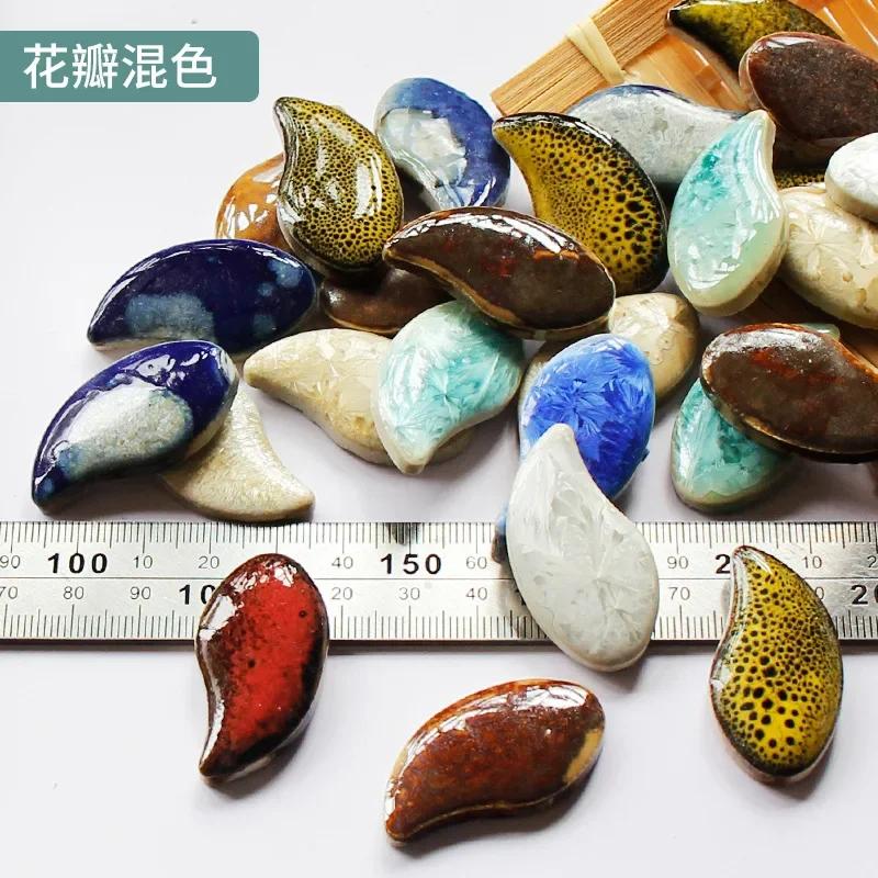 100g Oval Ceramic Mosaic Tiles Multi Color Mosaic Piece DIY Mosaic Making Stones for Craft Hobby Arts Home Wall Decoration arte
