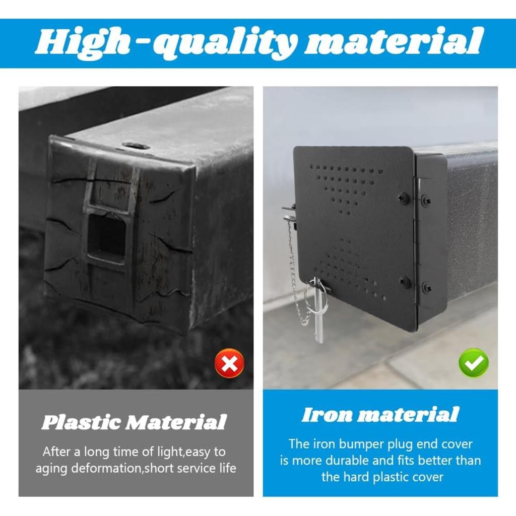 2pcs RV Bumper Cap Cover, Aluminum Square Bumper Plug End Caps Fits Standard 4-Inch Square Camper Bumpers, Vent Holes Sewer Cap for Parts and