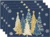Xmas Trees Snowflakes Winter Placemats , 12x18 Inch Seasonal Blue Christmas Table Mats for Party Kitchen Dining Decoration