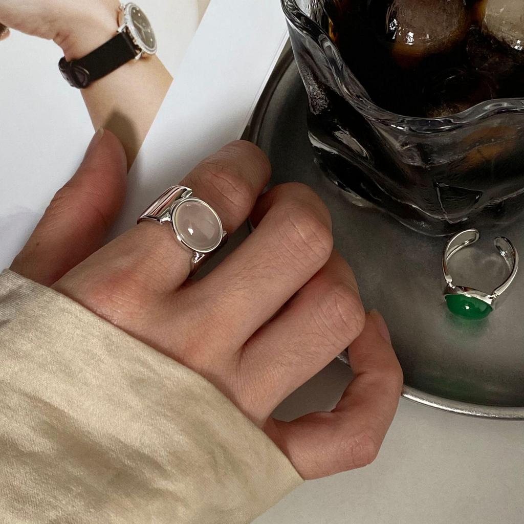 1pc Pilot Agate Retror Bagues pour Femmes Couples Minimaliste Broadside Bijoux Cadeau Accessoires de Fête