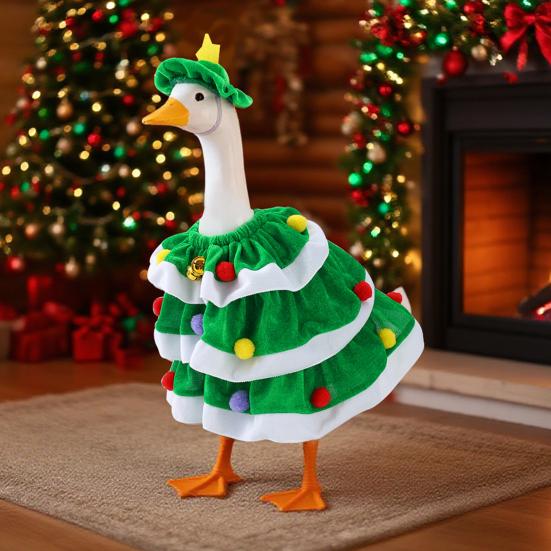 Weihnachtsveranda Gänsekleidung mit Hut Festliches Thema Elastischer Kragen Umhangdesign Gänsekostüm Dekorative Saisonale Gänsekleidung