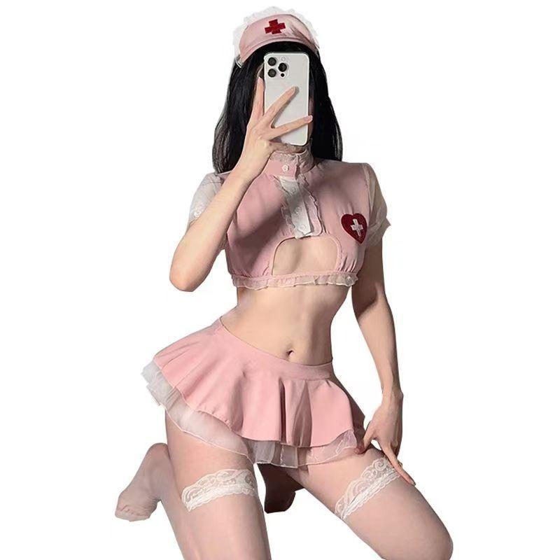 Sexy Lingerie Sexy Cute Nurse Uniform Cosplay Hollowed Out Uniform Seduction Women Free from Passion Pure Desire