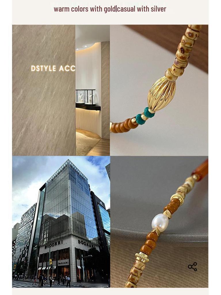 Guo Huang Roter Rhodonit Perlenkette - Naturstein Pulloverkette Schlüsselbein-Accessoires für Neujahrsfeierlichkeiten.