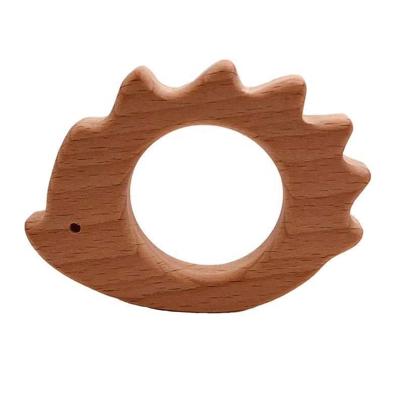 Customized Eco Friendly Baby Safe Hedgehog Wooden Teethers Toy