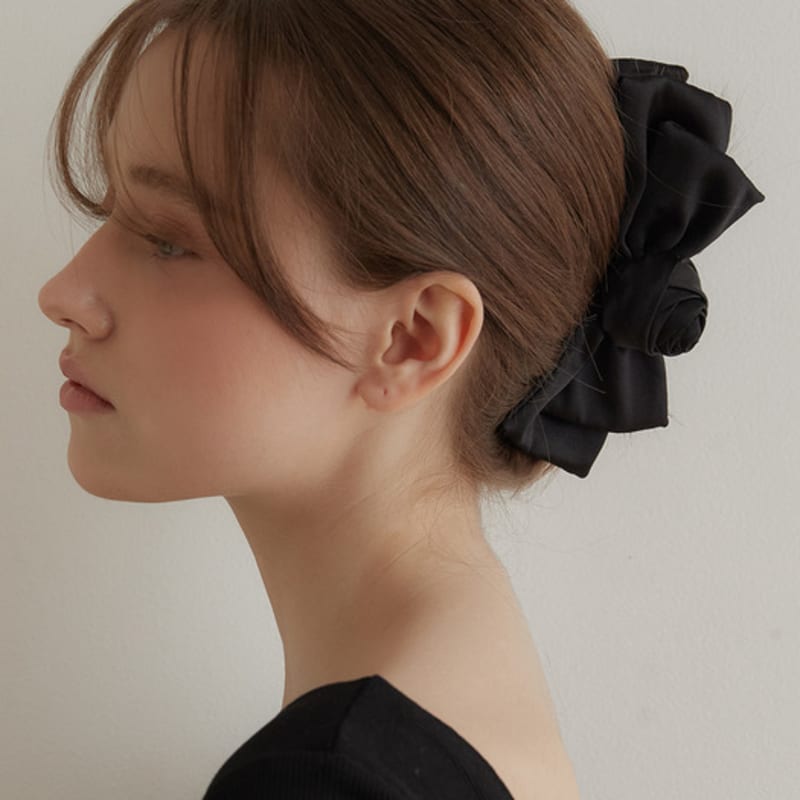 

TATIANA Rosette Ribbon Hair Claw Clip HB2248 BLACK_Silver