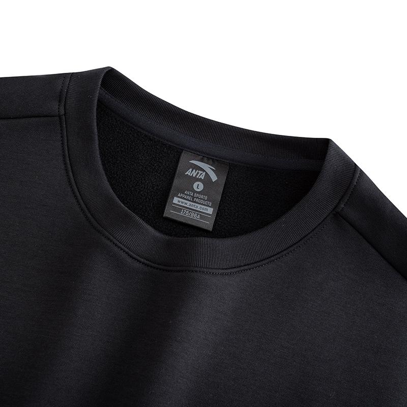 Men's ANTA Sweatshirts Men's Black Crew Neck Thickened
