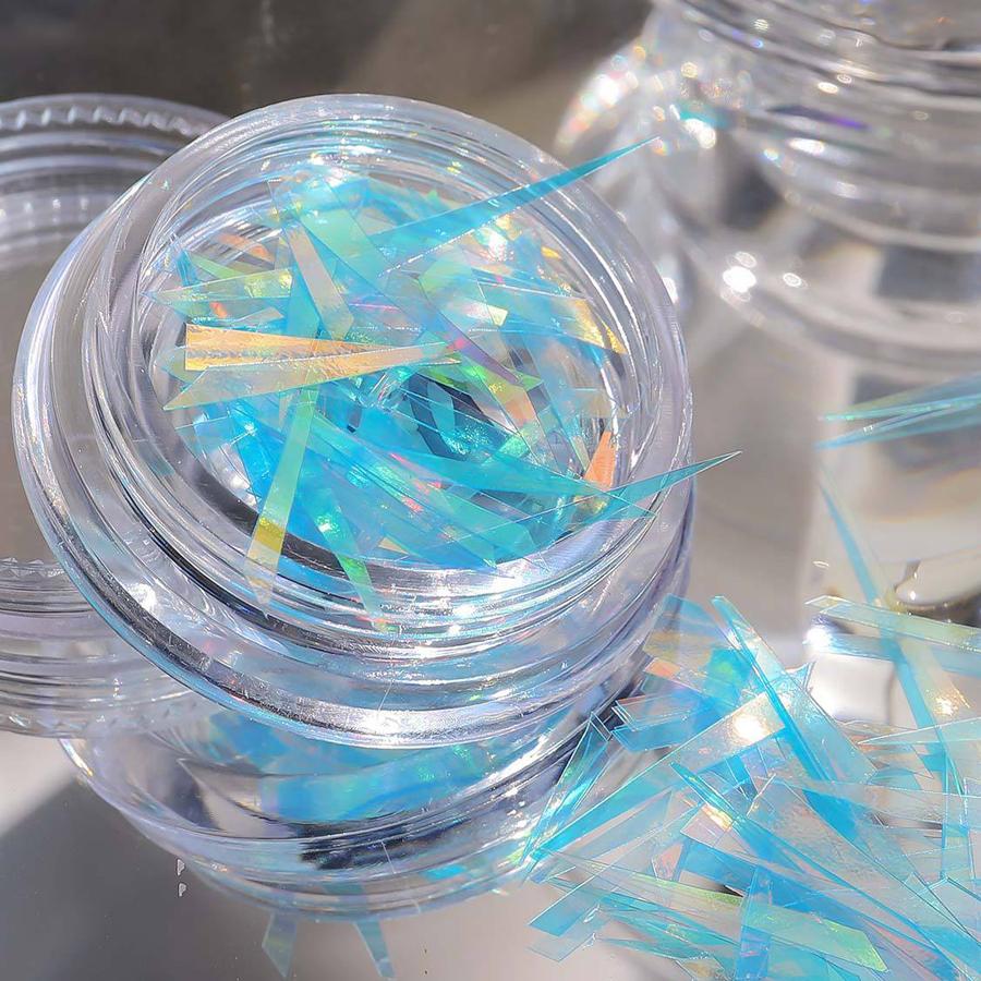 Aurora Fairy Nail Art Foil, Irregular Holographic Glass Paper Nail Decals, No Cutting Needed