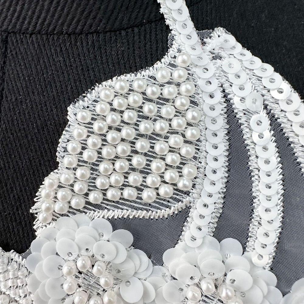 Fashion 3D Sequin Flower Patches Handmade Embroidery Embroidered Patches DIY Lace Fabric Trim Wedding Dress